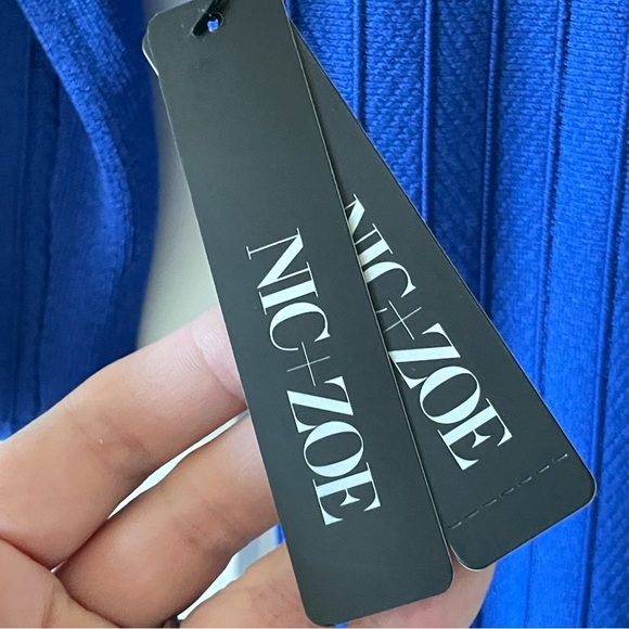Nic+Zoe Ultra Marine Blue Knit Scoop Neck Fit and Flare Midi Dress Size Small - Picture 10 of 14